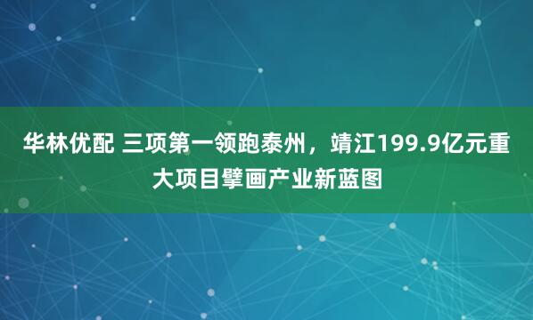 华林优配 三项第一领跑泰州，靖江199.9亿元重大项目擘画产业新蓝图