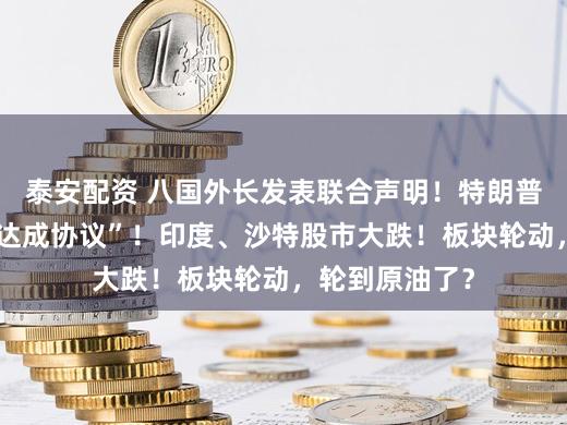 泰安配资 八国外长发表联合声明！特朗普：希望“能够达成协议”！印度、沙特股市大跌！板块轮动，轮到原油了？