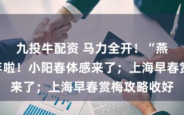 九投牛配资 马力全开！“燕小新”来贺年啦！小阳春体感来了；上海早春赏梅攻略收好