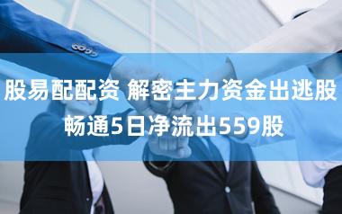 股易配配资 解密主力资金出逃股 畅通5日净流出559股