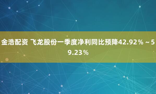 金浩配资 飞龙股份一季度净利同比预降42.92％～59.23％
