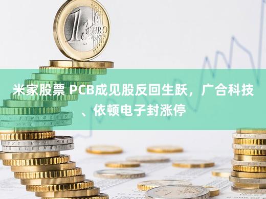 米家股票 PCB成见股反回生跃,广合科技、依顿电子封涨停